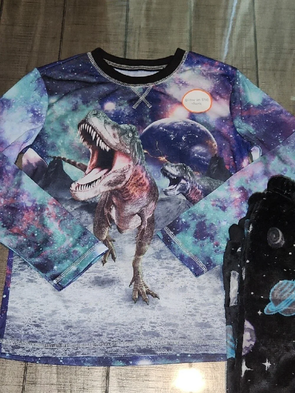 NWT Kids Space Dinosaur Pajama Set - Blue & Black